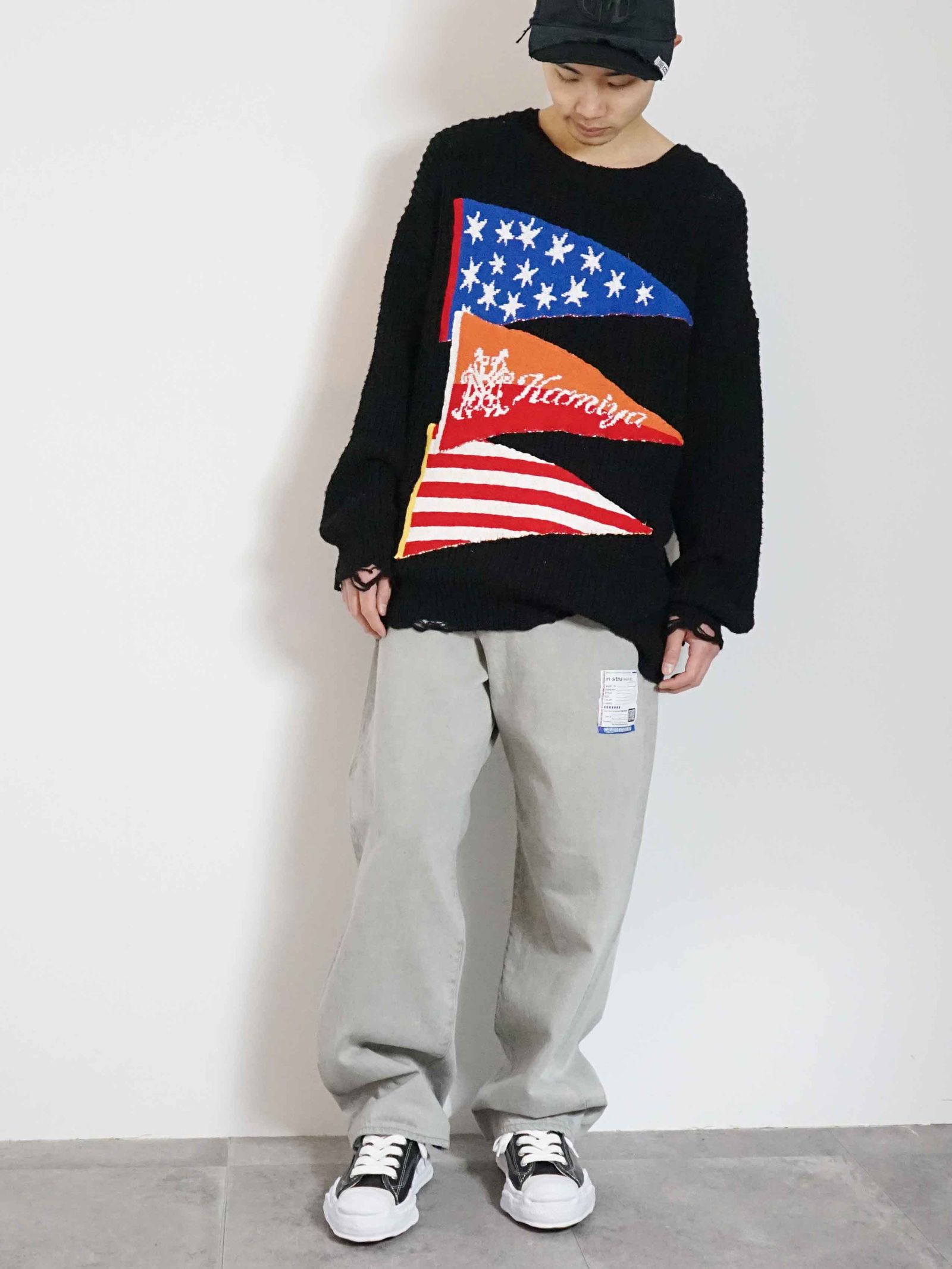【in・stru(men-tal).】 ワイドデニムパンツ ユニセックス - BLACK