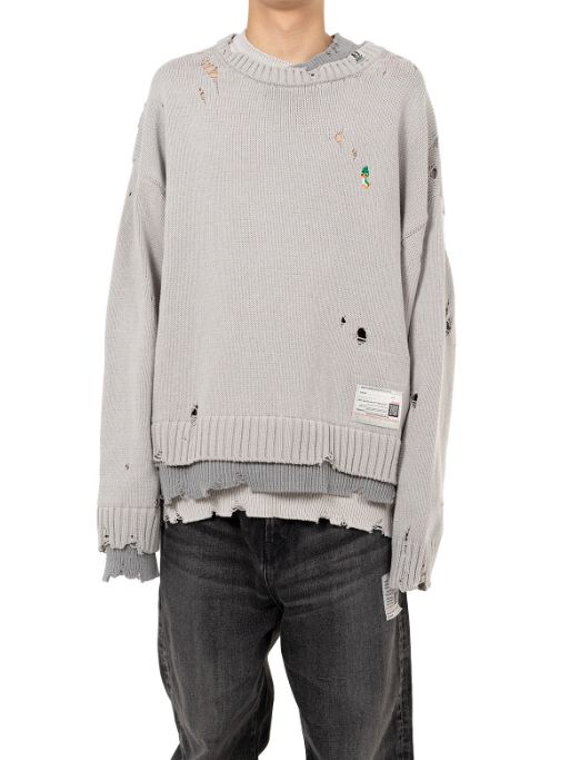 トリプル レイヤード ニット セーター - Triple Layered Knit Sweater (GREY)