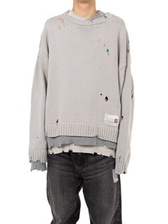 トリプル レイヤード ニット セーター - Triple Layered Knit Sweater (GREY)