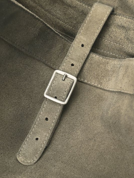 レザーショルダーバッグ LEATHER SHOURDER BAG - Cow split leather - GREY