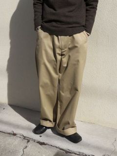 ノータック チノ パンツ / トラウザーズ - NO TUCK WIDE CHINO TROUSERS - CAMEL