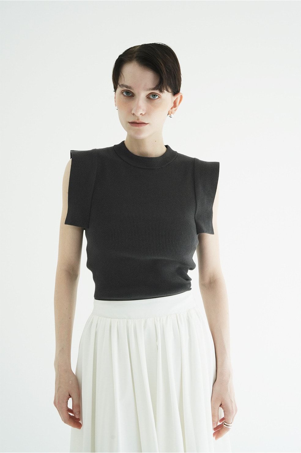 【27AW】 スクエアスリーブニットトップス - SQUARE SLEEVE KNIT TOPS (BLACK)