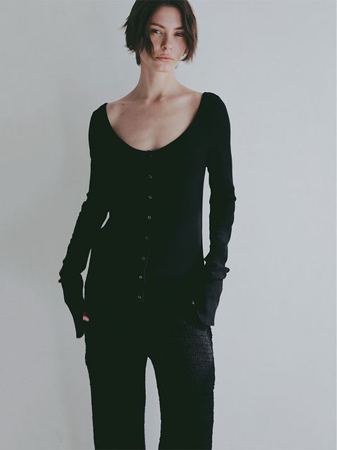 バトーネックカットプルオーバー- BLACK