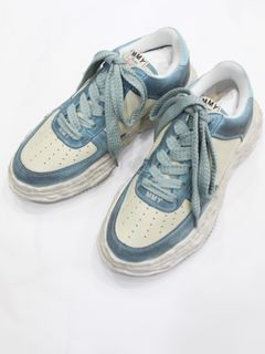 "WAYNE" OG Sole Leather Low-top / distress - Sneaker / オリジナルソール スニーカー / BLUE