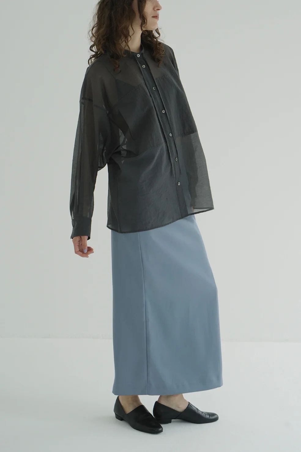 シアードルマンシャツ -  SHEER DOLMAN SHIRTS (GREY)