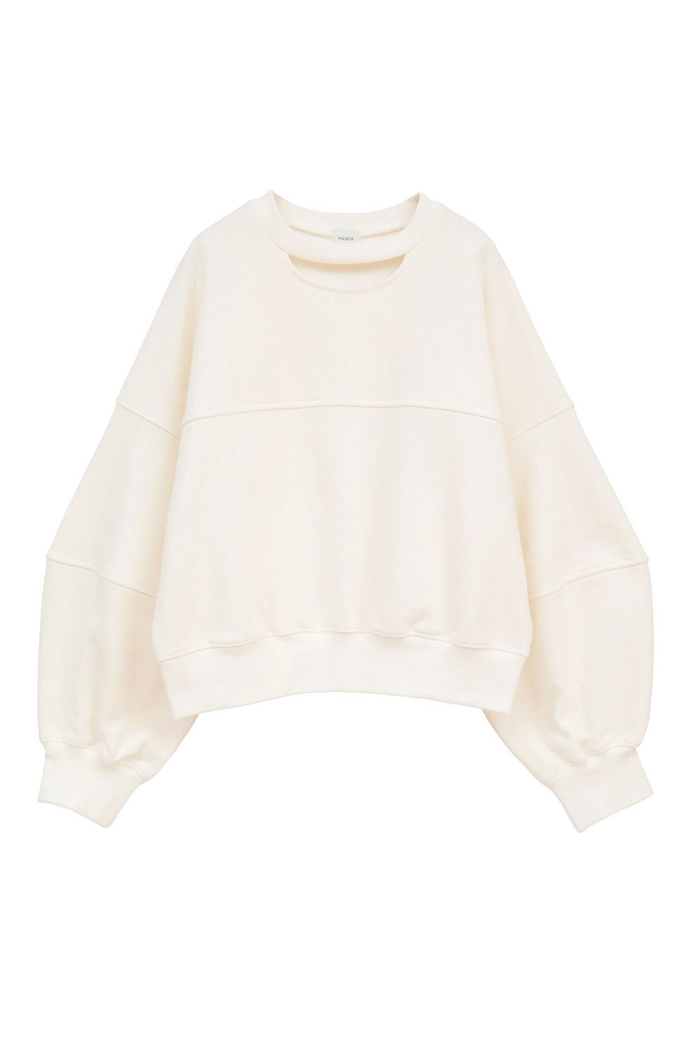 ネックデザインスウェット - MOON SLIT SWEAT TOPS (WHITE)