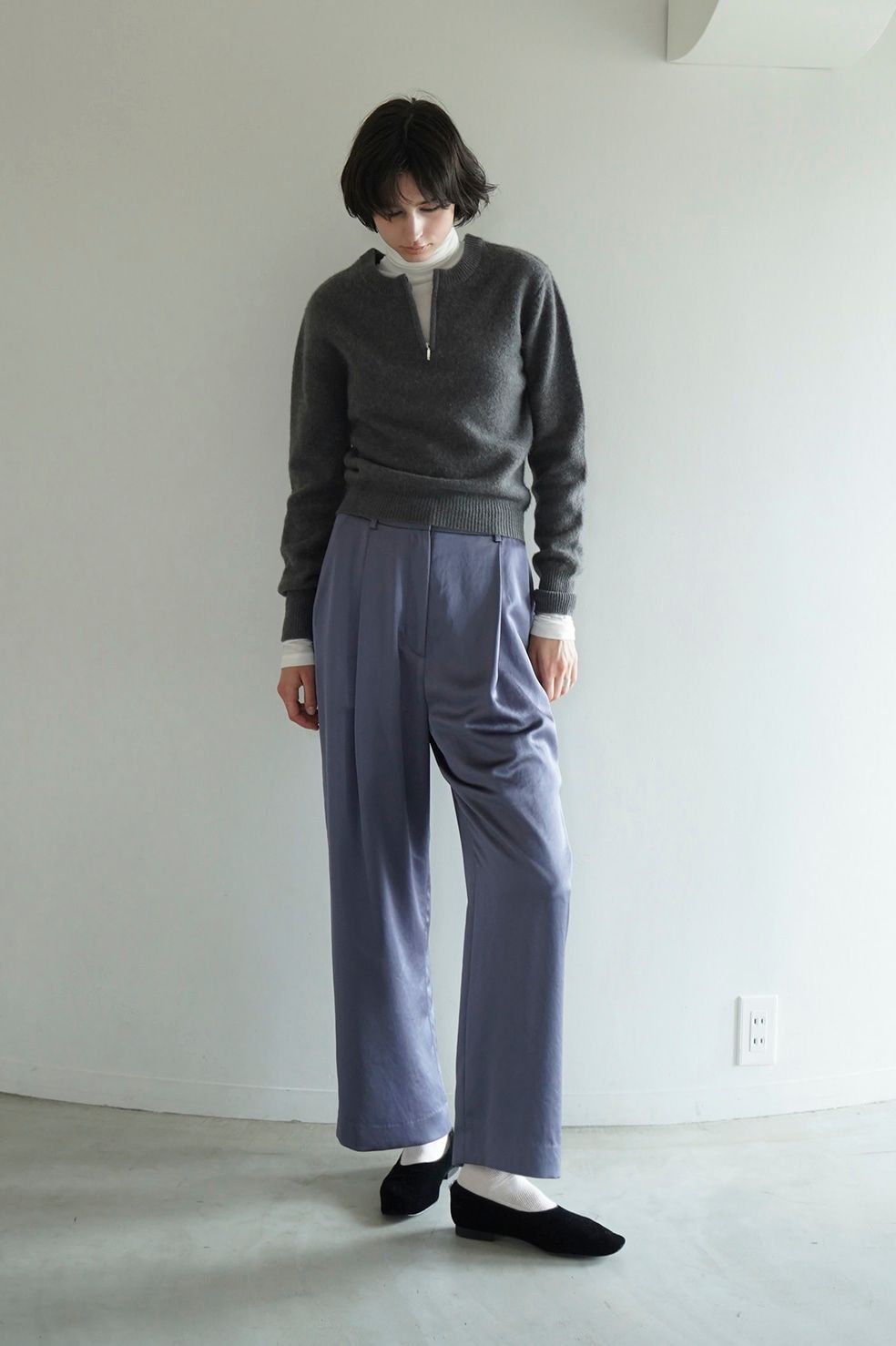 袖丈長袖値下げ clane W FACEHALFZIP YAK KNITTOPS クラネ - ニット