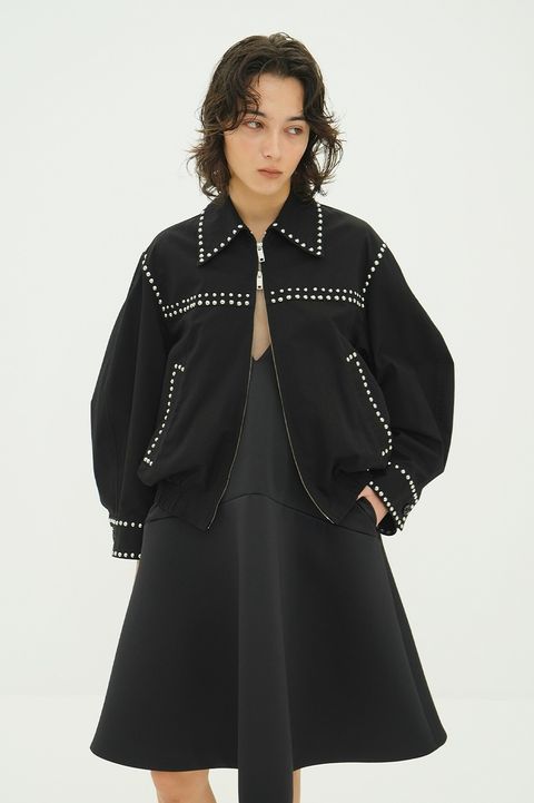 スタッズ ドリズラージャケット - W COLOR STUDDED DRIZZLER JACKET (BLACK)