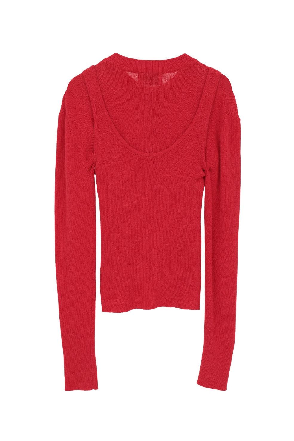ニットカーディガン×タンクトップ セット -  BUTTON CARDIGAN TANK SET (RED)