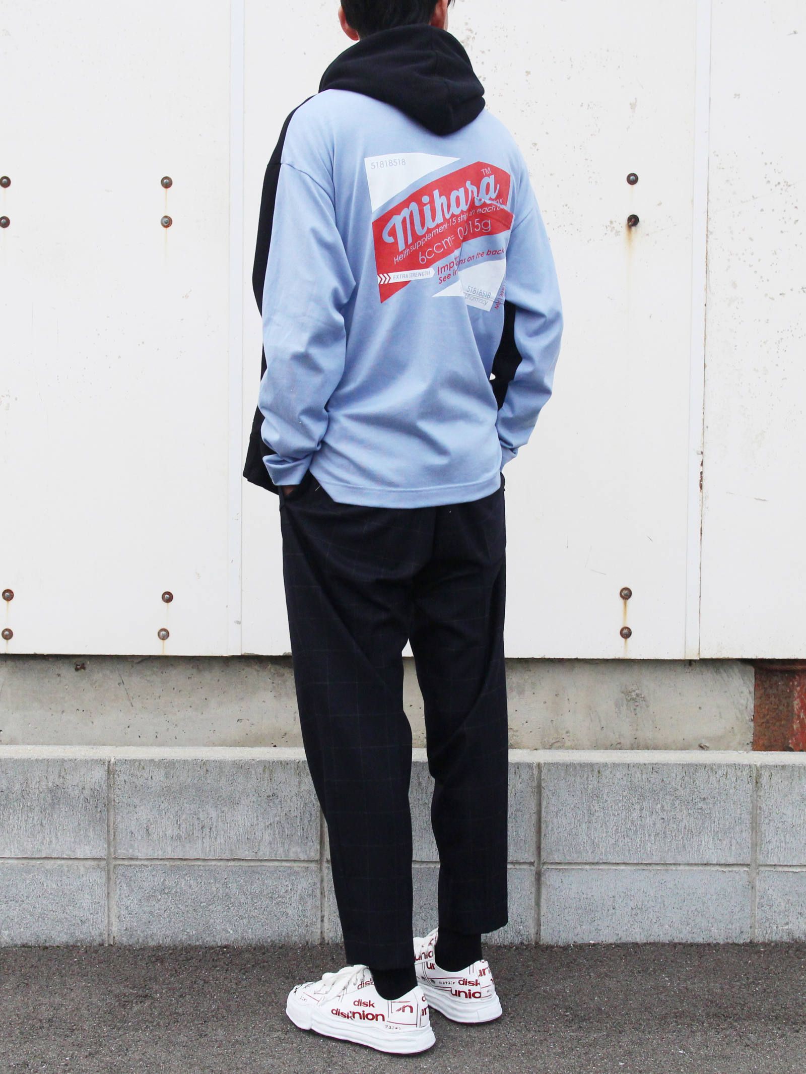 diskunion コラボ ダブルフロントフーディ - double front hoodie - black