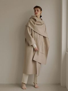 フーディーストールリバーコート - BEIGE