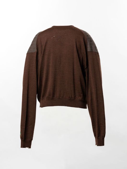 ディストレスト ニットカーディガン - Distressed Knit Cardigan (BROWN)
