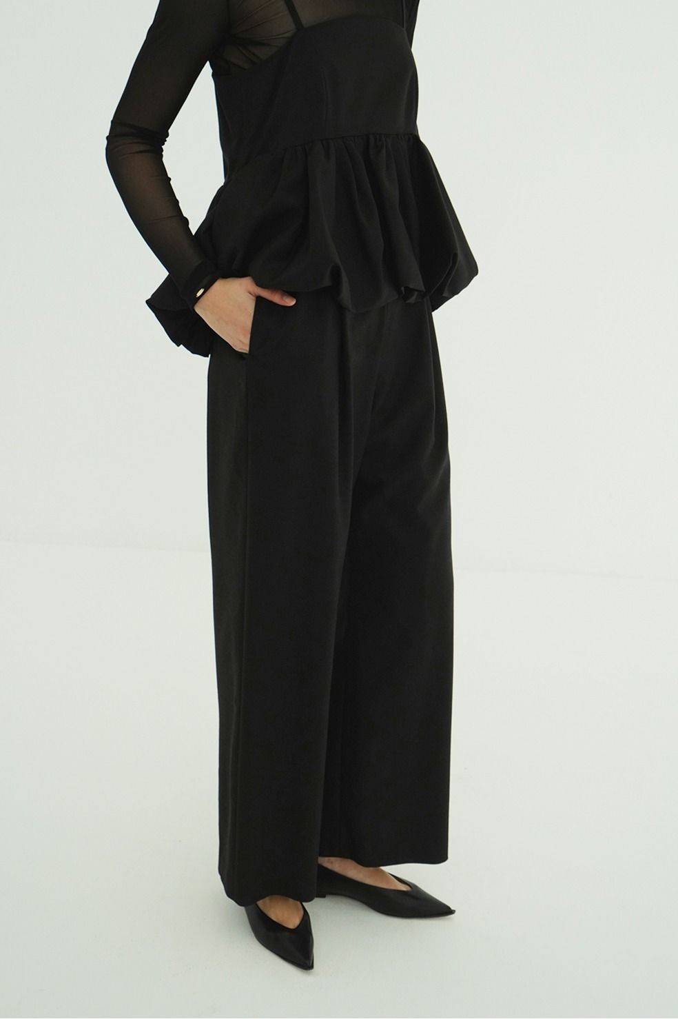 オールインワン -  PEPLUM LAYERED ALL IN ONE (BLACK)