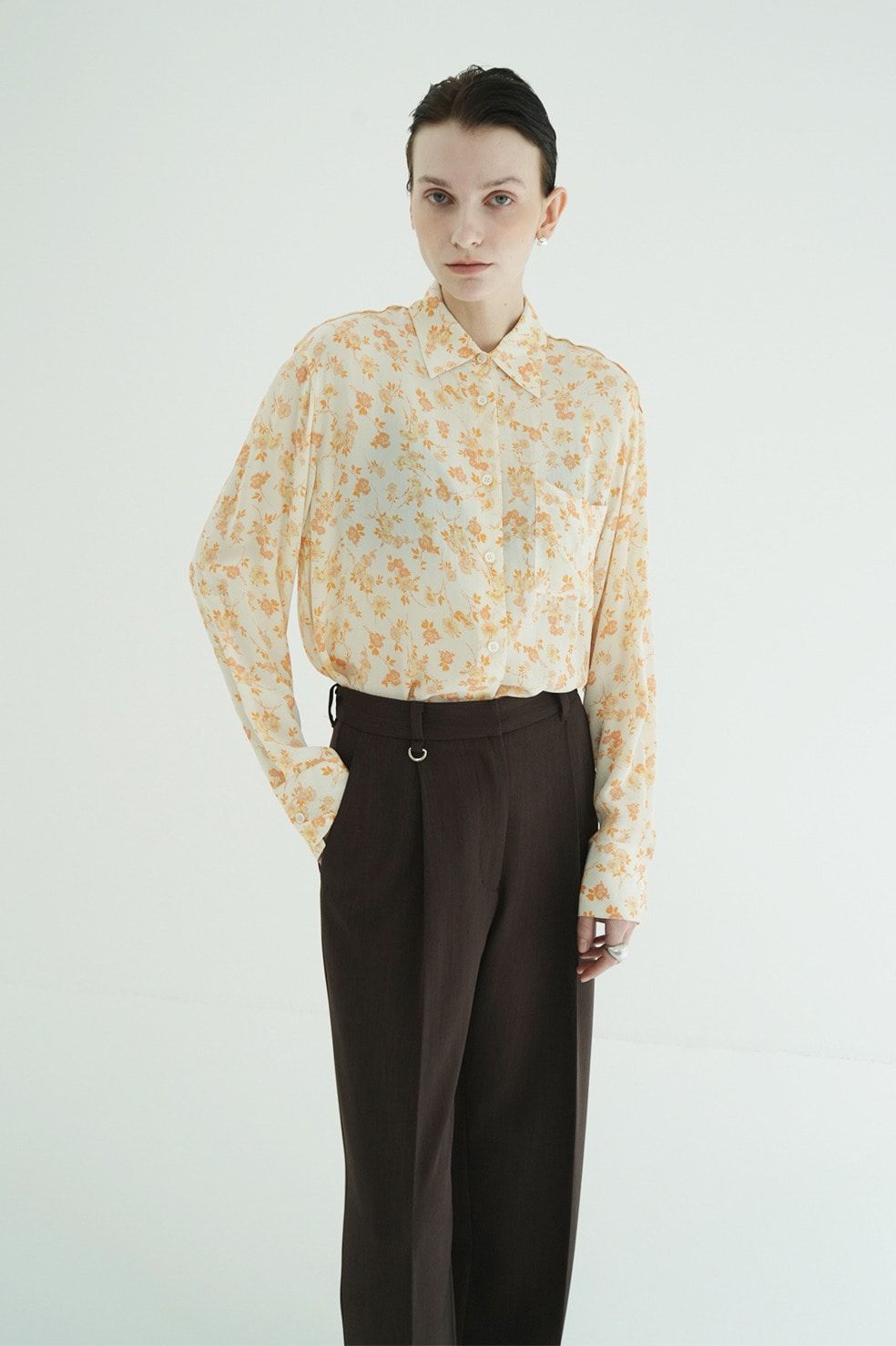 マーブルフラワーシャツ -  MABEL FLOWER SHIRT (ORANGE)
