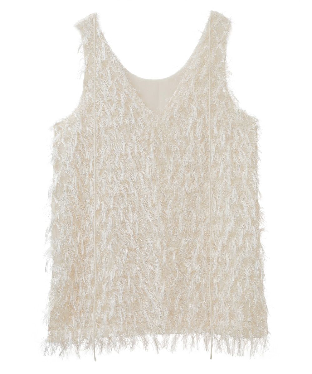 CLANE - W FACE CROSS FRINGE TOPS - WHITE | ADDICT WEB