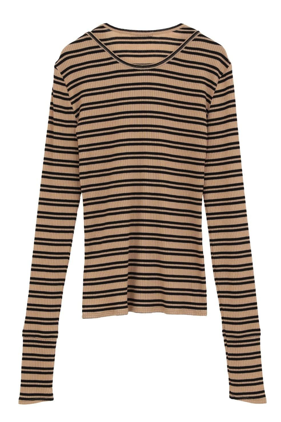 レイヤードカットトップス -  LAYERED SHOULDER CUT TOPS (BORDER)