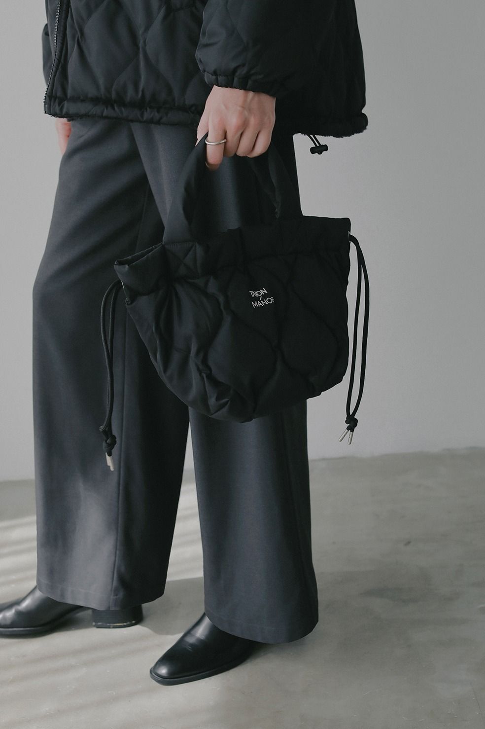 【TAION×MANOF】 トートバッグ - 2WAY DOWN BAG (BLACK)