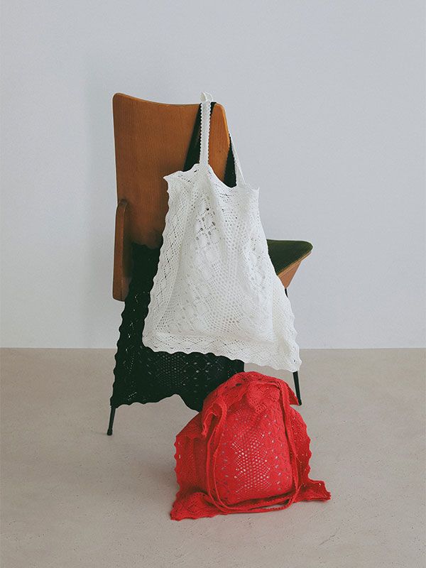 クロシェレーストートバッグ（RED)