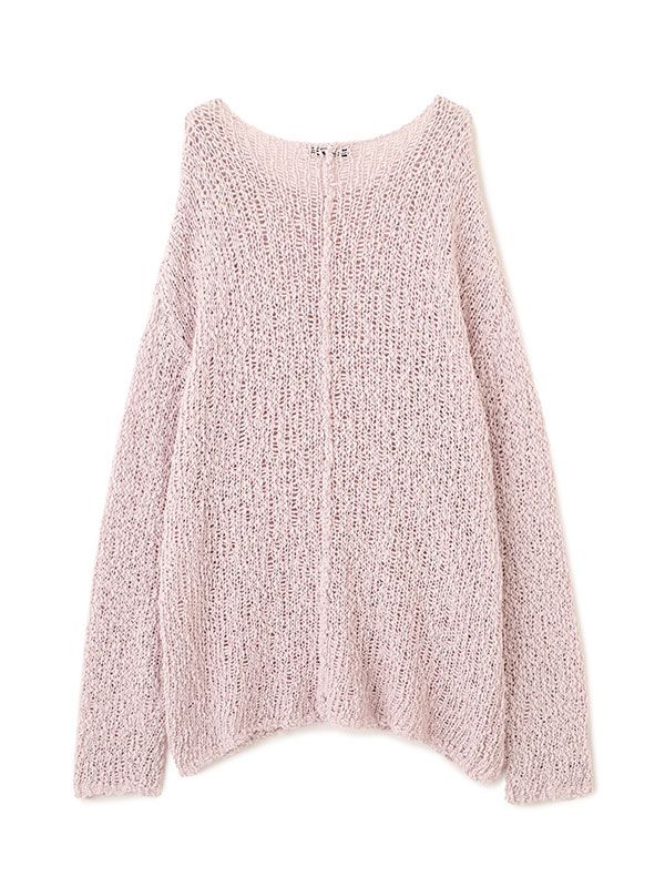 スラブヤーンローゲージニットプルオーバー (PINK)
