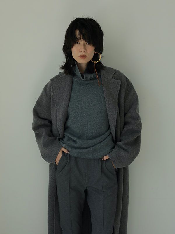 ダブルブレストリバーロングコート - GREY
