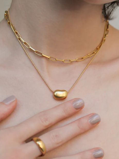 ぺブルネックレス GD ゴールド シンプル デザイン ユニセックス アクセサリー
