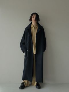 ミリタリーロングリバーコート - NAVY