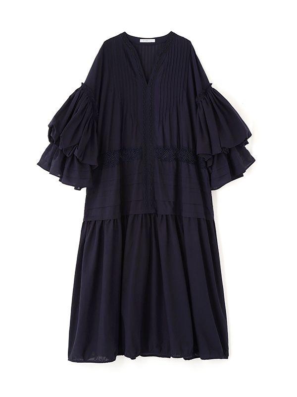 レースコットンボリュームワンピース（NAVY)