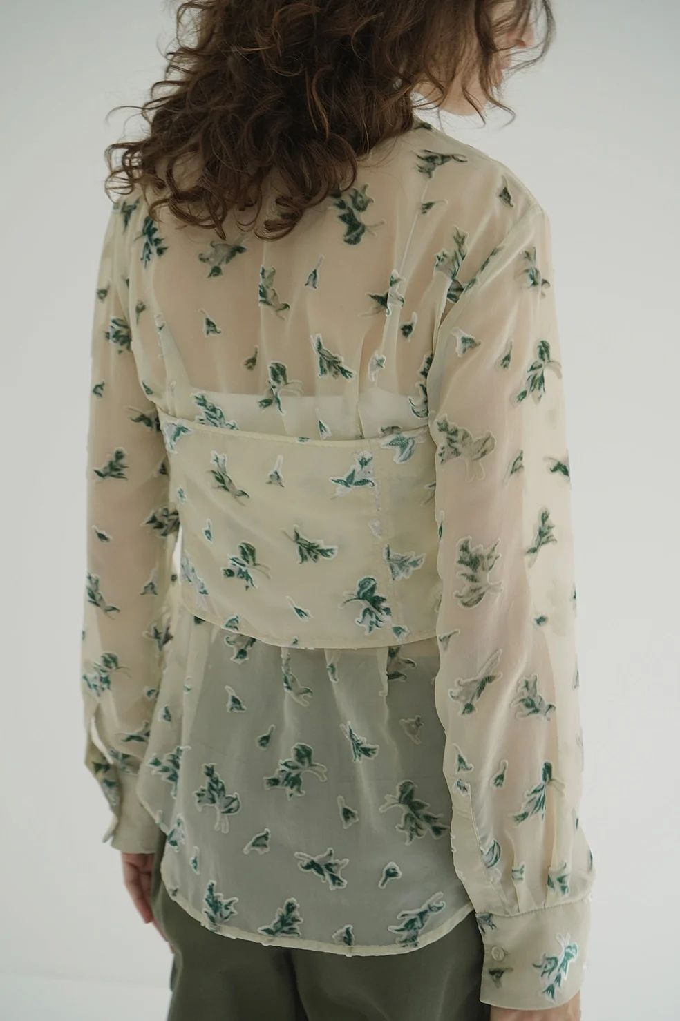 オパールプリント ビスチェ付きシャツ -  FLOWER OPAL BUSTIER SHIRTS IVORY