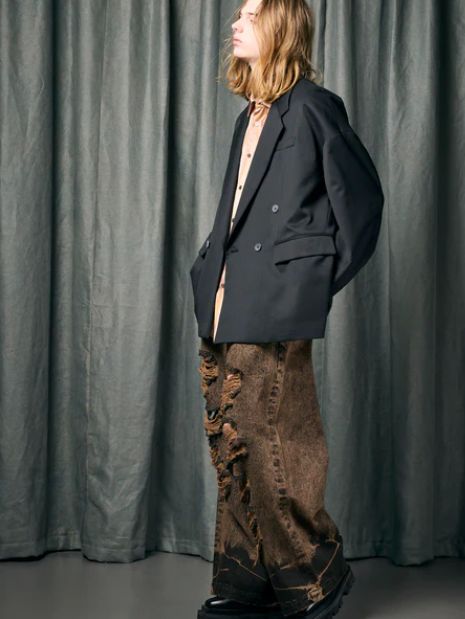 オーバー テーラードジャケット  - Wool Mix Prime-Over  Double Tailored Jacket BLACK