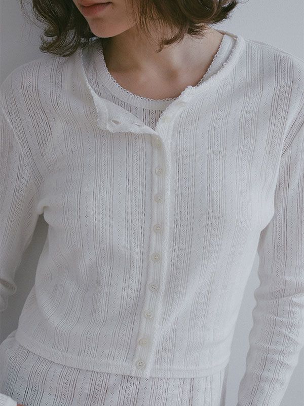 2パックアイレットカーディガン （WHITE）