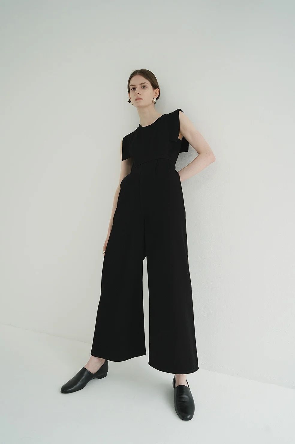 サロペット・オーバーオール・オールインワン CLANE SQUARE SLEEVE ALL IN ONE クラネ CLANE SQUARE SLEEVE DENIM ALL IN ONE （BLACK