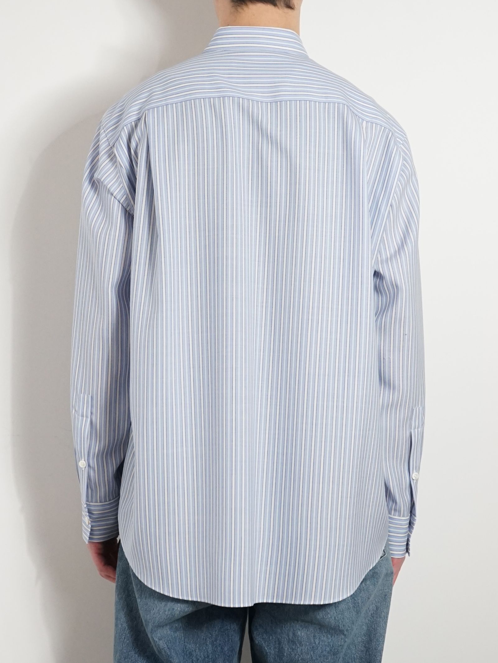 ウールシャツ - Wool Shirt Blue Stripe