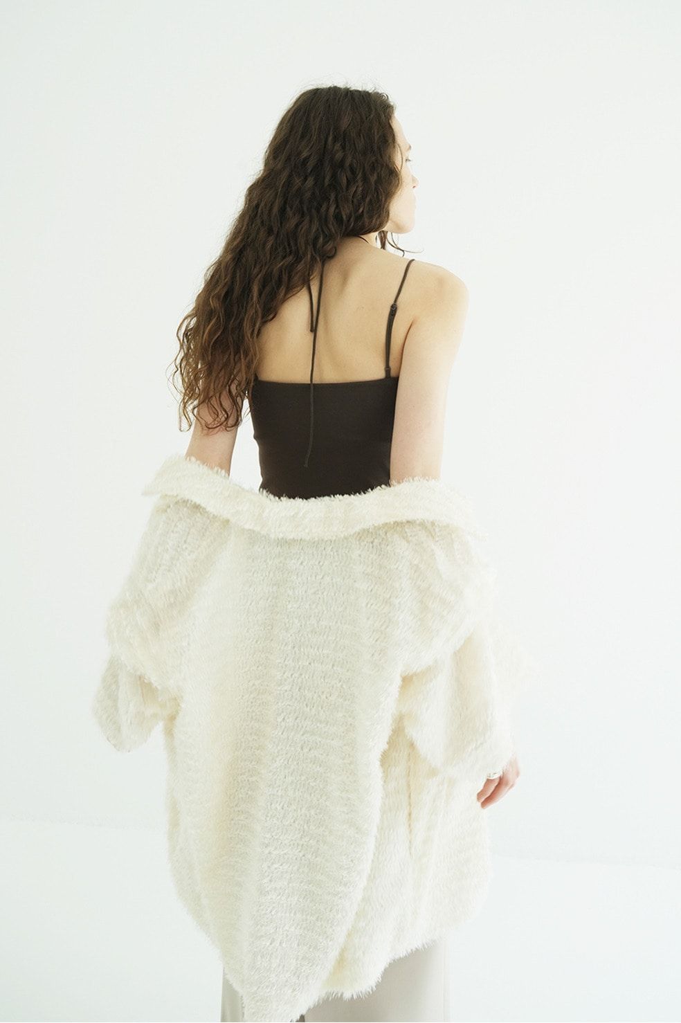 ベアトップ -  THIN CORD HALTER NECK TOPS (BROWN)
