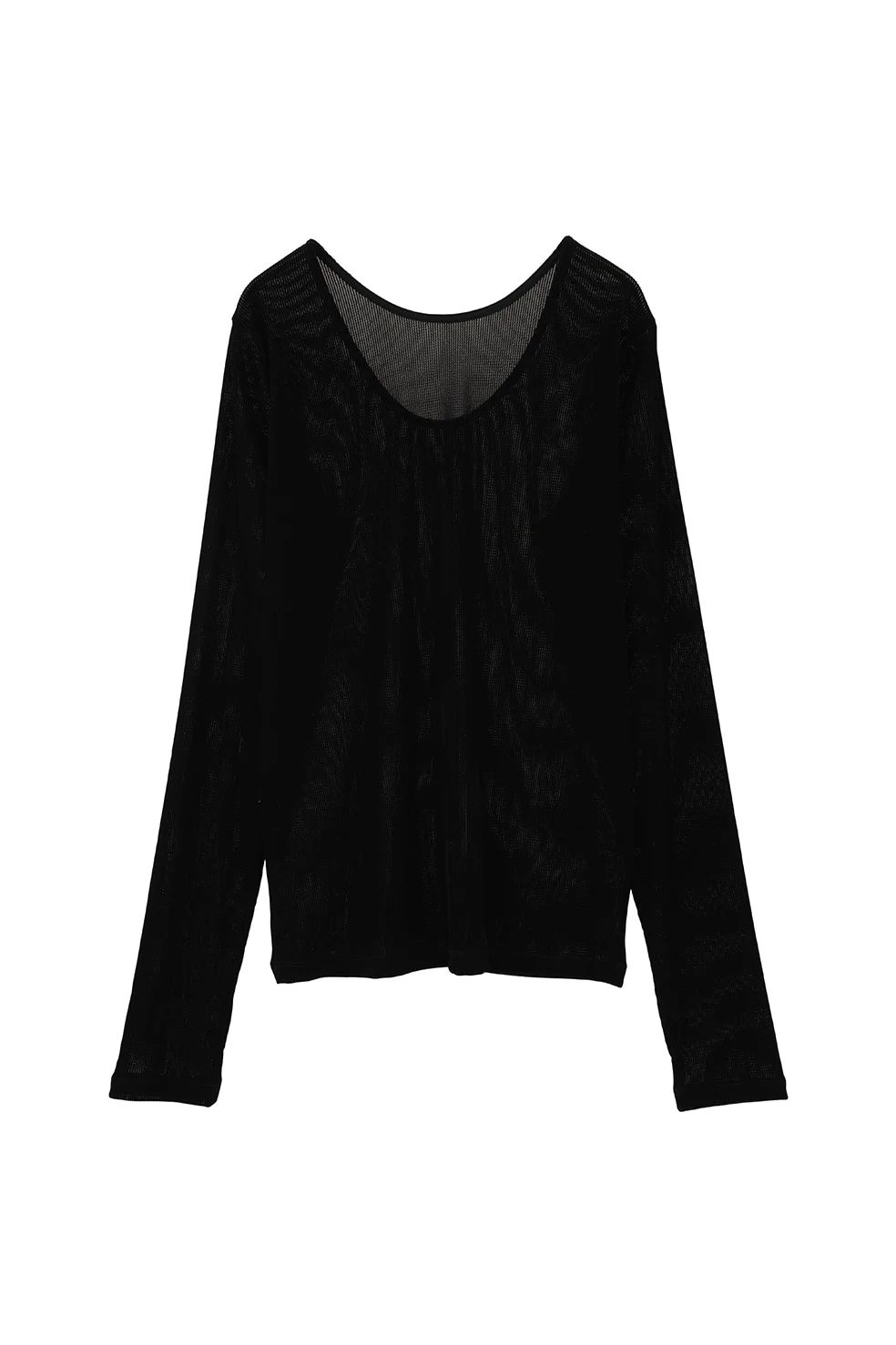 チュール フロッキー ストライプ トップス - TULLE FLOCKED STRIPE TOPS (BLACK)