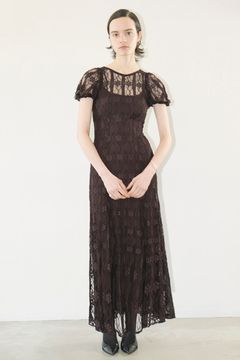 レース ミニパフ ワンピース - LACE MINI PUFF SLEEVE ONEPIECE - BROWN