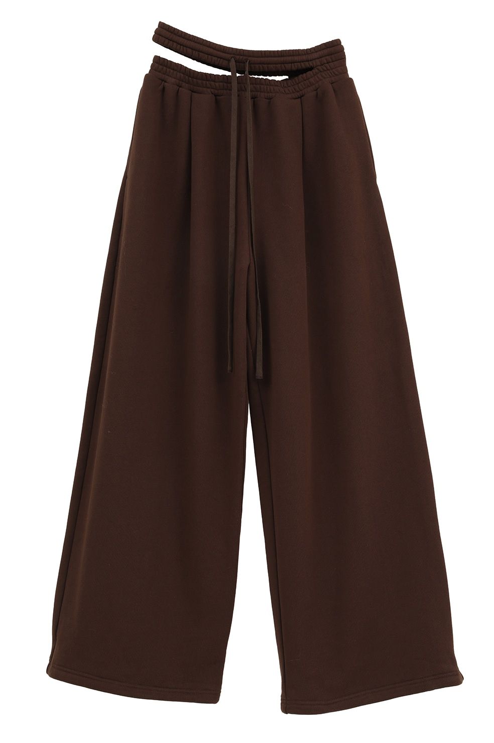スラッシュ ウエスト スウェットパンツ - SLASH WAIST SWEAT PANTS (BROWN)