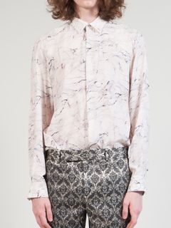 Visファイユマーブルプリント レギュラーシャツ - Regular Shirt - BEIGE MARBLE