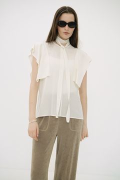 スクエアスリーブブラウス - SQUARE SLEEVE BLOUSE - WHITE