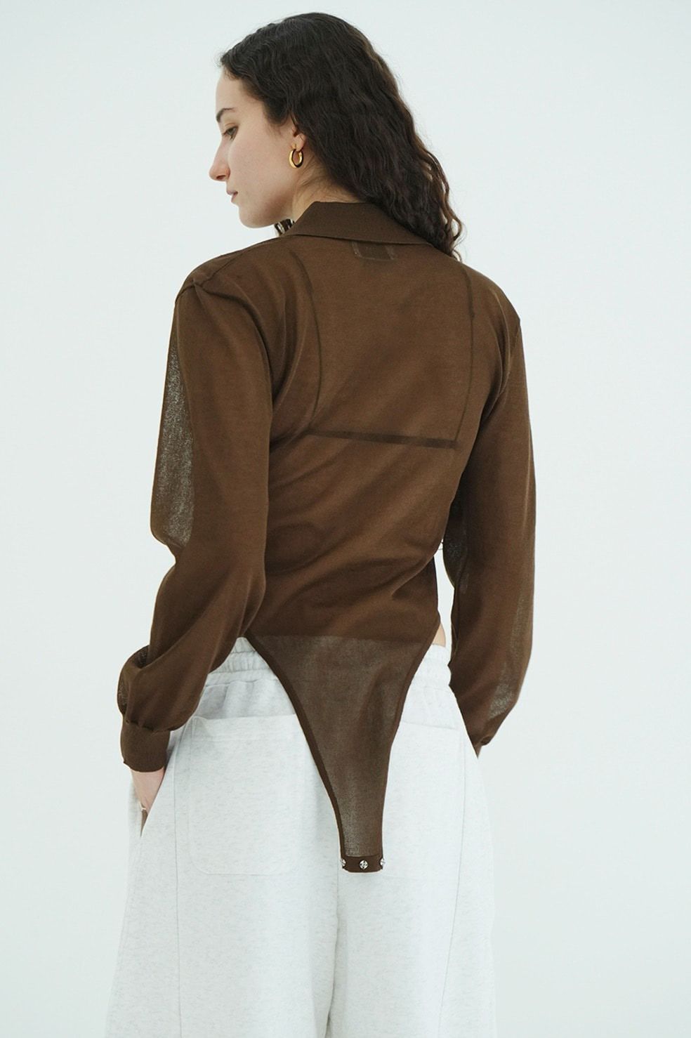 スキッパー ニット ボディスーツ - SKIPPER KNIT BODYSUITS (BROWN)