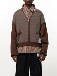 ディストレスト ニットカーディガン - Distressed Knit Cardigan (BROWN)
