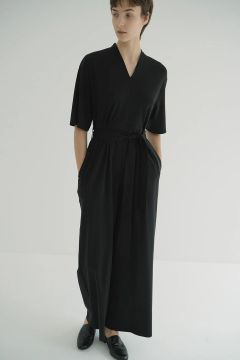 オールインワン - STAND COLLAR LOOSE ALL IN ONE - BLACK