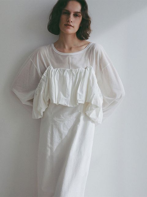 センターピンタックシアーロンTee (WHITE)