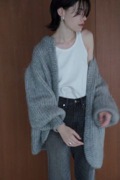 カラー モヘア シャギー カーディガン - COLOR MOHAIR SHAGGY CARDIGAN GREY