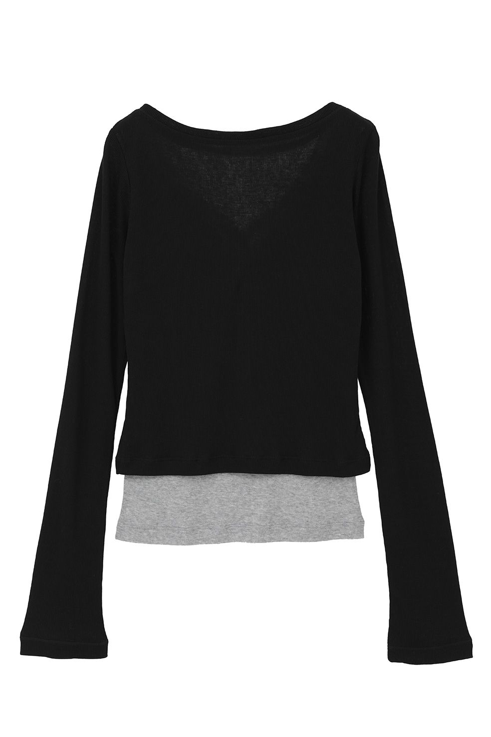 タンクトップ+カーディガン - CURVED NECK LAYERED SET TOPS （BLACK）