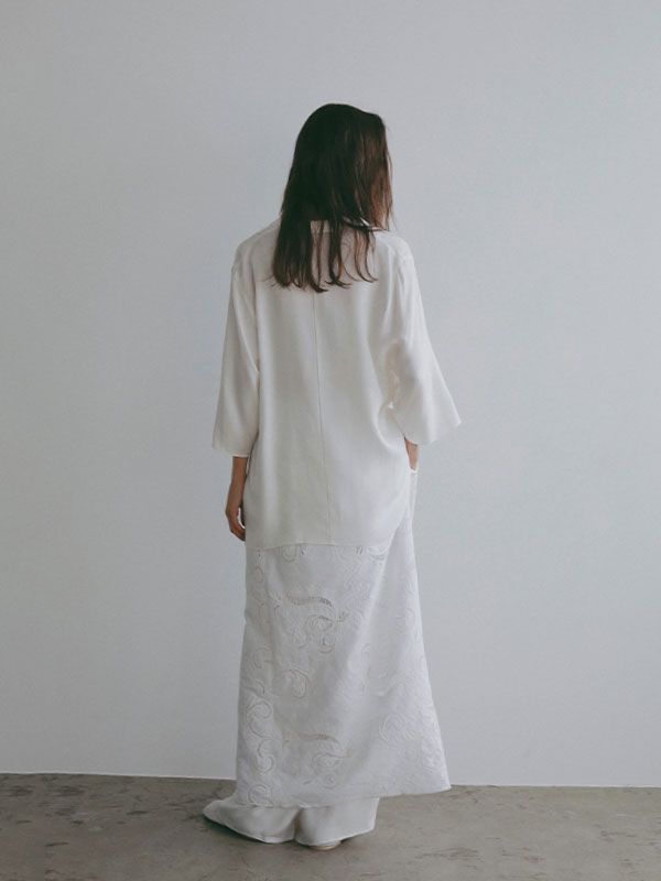 オープンネックキュプラシャツ (WHITE)