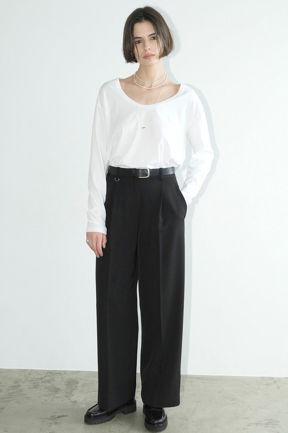 CLANE - Uネックロングスリーブカットソー - DEEP U NECK TOPS