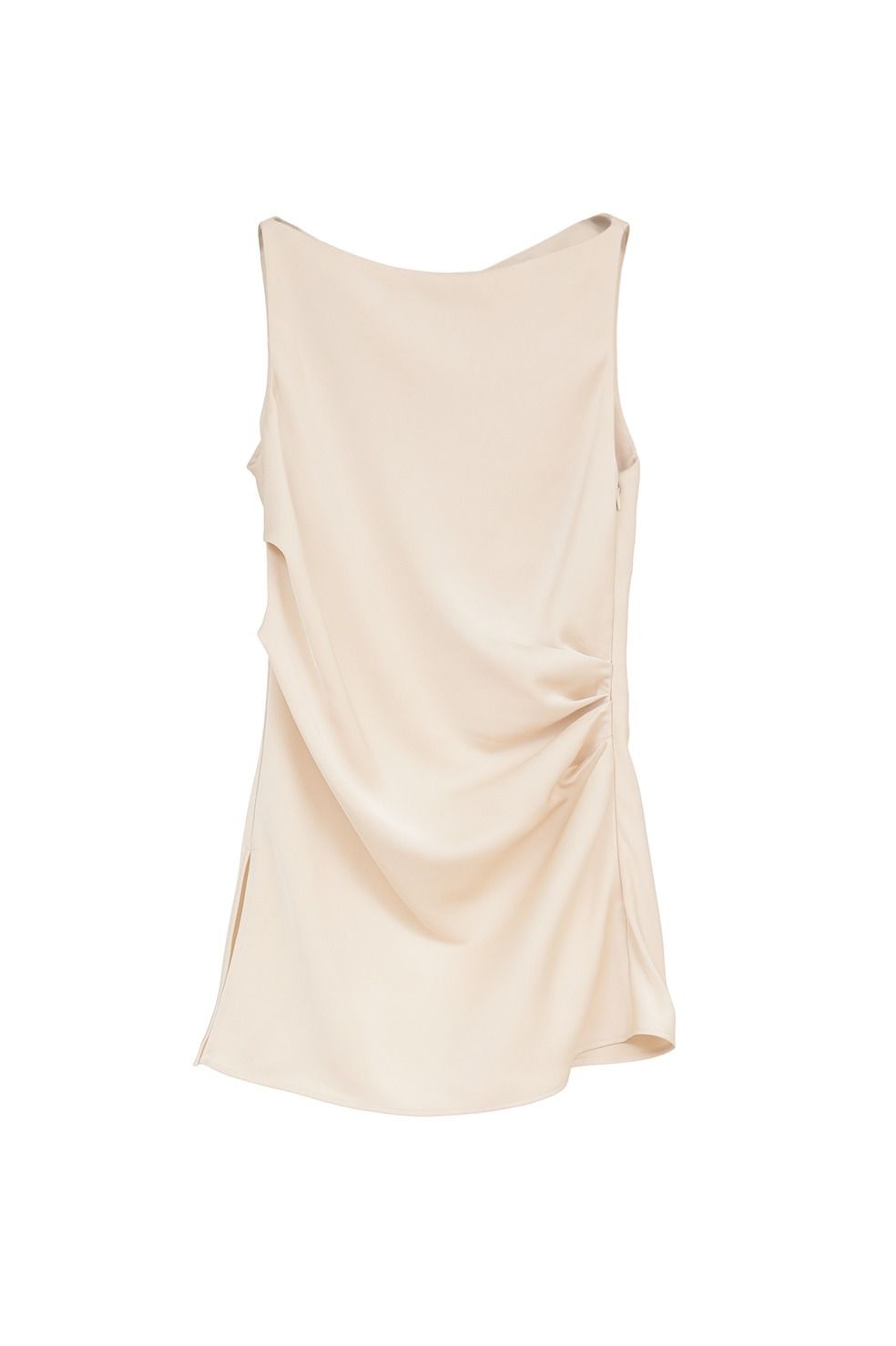 サテンドレープトップス - SATIN DRAPE TOPS (BEIGE)