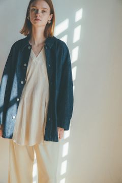 デニムカバーオール -  BACK SQUEEZE DENIM JACKET - INDIGO
