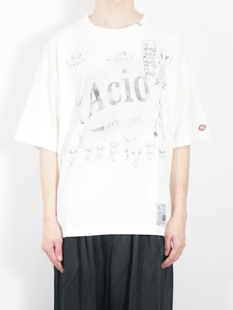 ディストレスト プリントTシャツ - Distressed Acid Printed T-shirt - WHITE