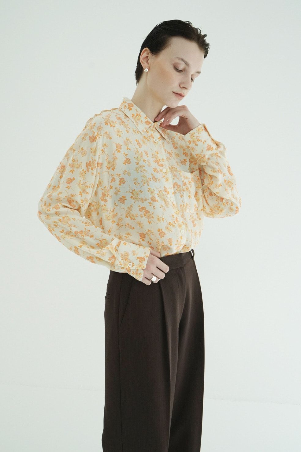 マーブルフラワーシャツ -  MABEL FLOWER SHIRT (ORANGE)